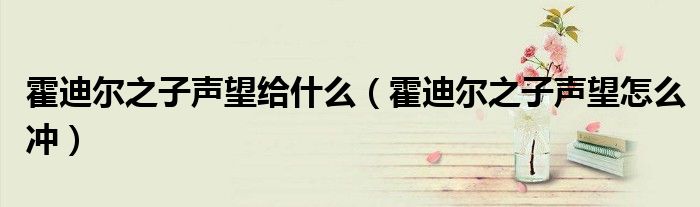 霍迪尔之子声望给什么(霍迪尔之子声望怎么冲)