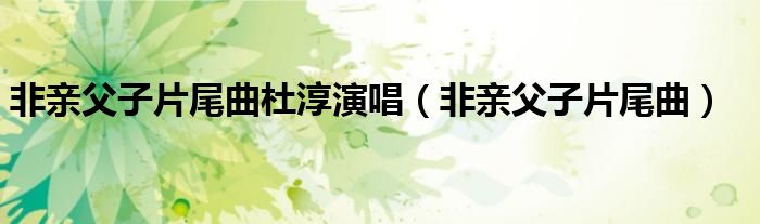 非亲父子片尾曲杜淳演唱(非亲父子片尾曲)