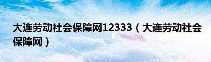 大连劳动社会保障网12333(大连劳动社会保障网)