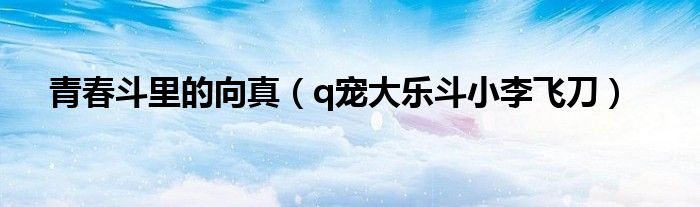 青春斗里的向真(q宠大乐斗小李飞刀)