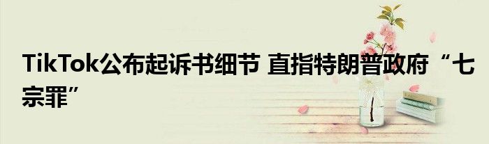 TikTok公布起诉书细节 直指特朗普政府“七宗罪”