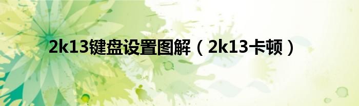 2k13键盘设置图解(2k13卡顿)