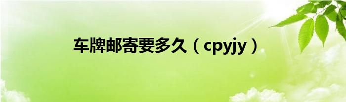 车牌邮寄要多久(cpyjy)