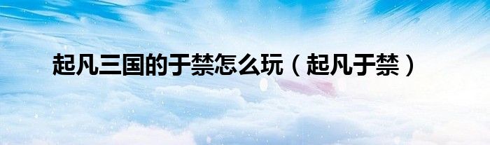 起凡三国的于禁怎么玩(起凡于禁)