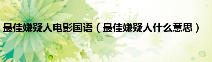 最佳嫌疑人电影国语(最佳嫌疑人什么意思)