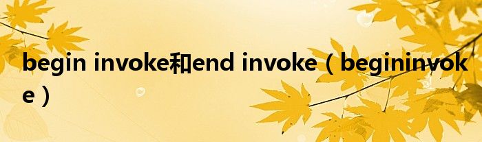 begin invoke和end invoke(begininvoke)