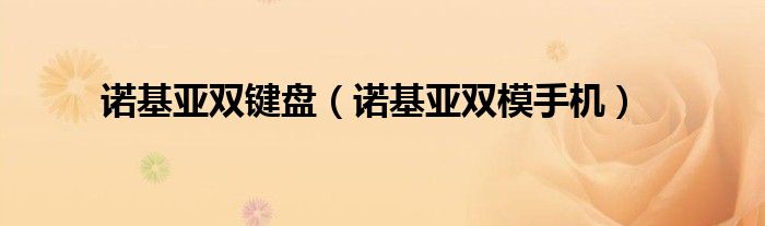 诺基亚双键盘(诺基亚双模手机)