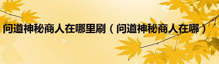 问道神秘商人在哪里刷(问道神秘商人在哪)