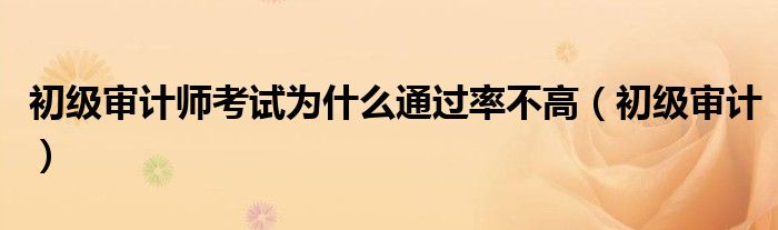 初级审计师考试为什么通过率不高(初级审计)
