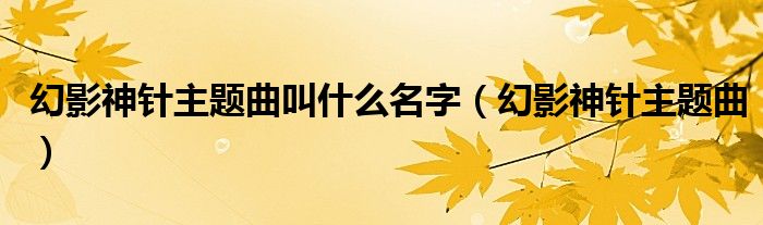幻影神针主题曲叫什么名字(幻影神针主题曲)
