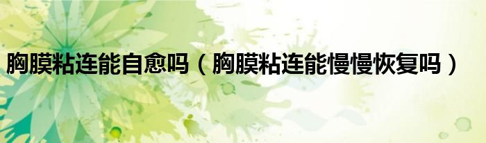 胸膜粘连能自愈吗(胸膜粘连能慢慢恢复吗)