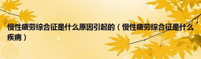 慢性疲劳综合征是什么原因引起的(慢性疲劳综合征是什么疾病)