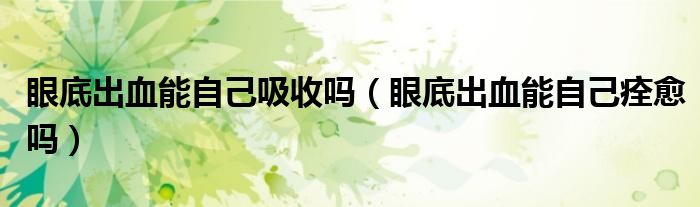 眼底出血能自己吸收吗(眼底出血能自己痊愈吗)