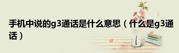 手机中说的g3通话是什么意思(什么是g3通话)