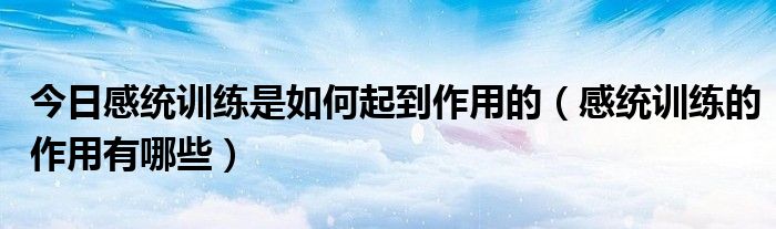 今日感统训练是如何起到作用的(感统训练的作用有哪些)
