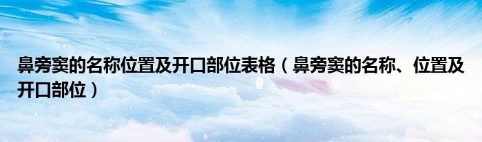 鼻旁窦的名称位置及开口部位表格(鼻旁窦的名称、位置及开口部位)