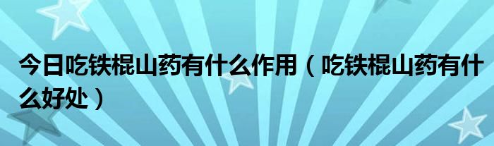 今日吃铁棍山药有什么作用(吃铁棍山药有什么好处)