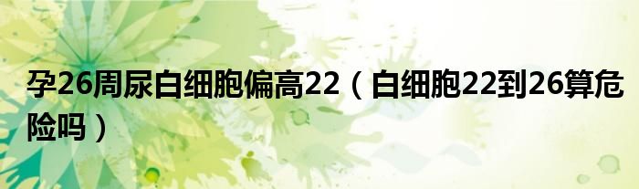 孕26周尿白细胞偏高22(白细胞22到26算危险吗)
