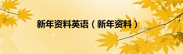 新年资料英语（新年资料）