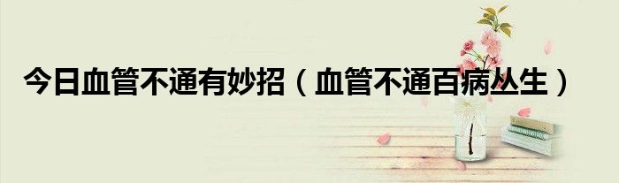 今日血管不通有妙招(血管不通百病丛生)