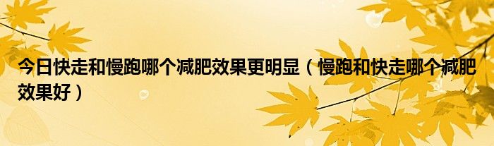 今日快走和慢跑哪个减肥效果更明显(慢跑和快走哪个减肥效果好)