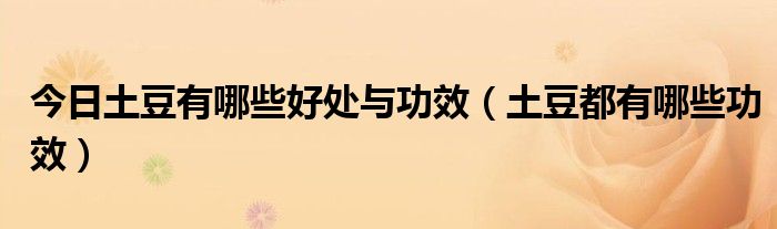 今日土豆有哪些好处与功效(土豆都有哪些功效)