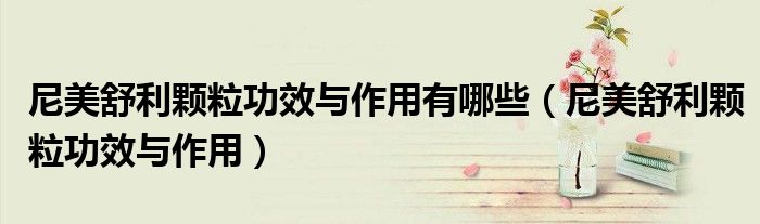 尼美舒利颗粒功效与作用有哪些(尼美舒利颗粒功效与作用)