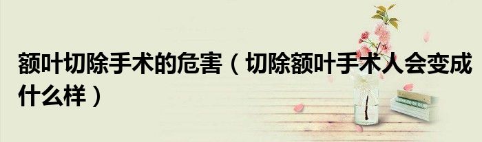 额叶切除手术的危害(切除额叶手术人会变成什么样)