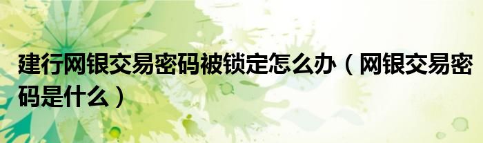 建行网银交易密码被锁定怎么办(网银交易密码是什么)