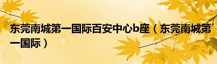 东莞南城第一国际百安中心b座(东莞南城第一国际)