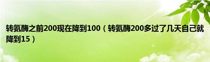 转氨酶之前200现在降到100(转氨酶200多过了几天自己就降到15)