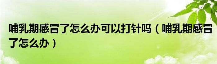 哺乳期感冒了怎么办可以打针吗(哺乳期感冒了怎么办)