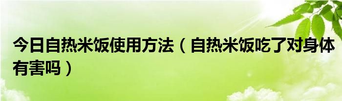 今日自热米饭使用方法(自热米饭吃了对身体有害吗)