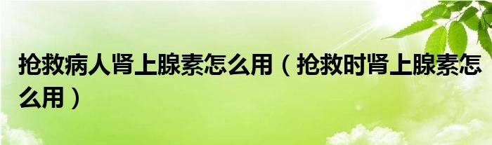 抢救病人肾上腺素怎么用(抢救时肾上腺素怎么用)