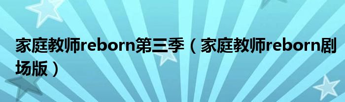 家庭教师reborn第三季(家庭教师reborn剧场版)