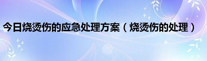 今日烧烫伤的应急处理方案(烧烫伤的处理)