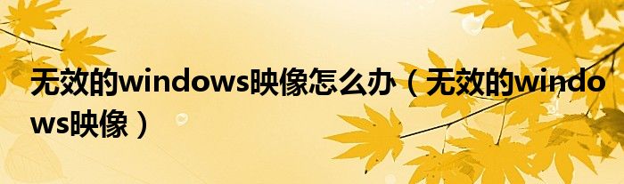 无效的windows映像怎么办(无效的windows映像)