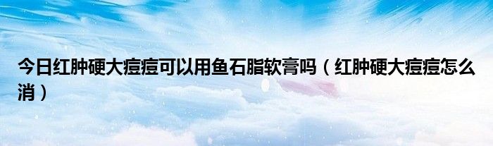 今日红肿硬大痘痘可以用鱼石脂软膏吗(红肿硬大痘痘怎么消)