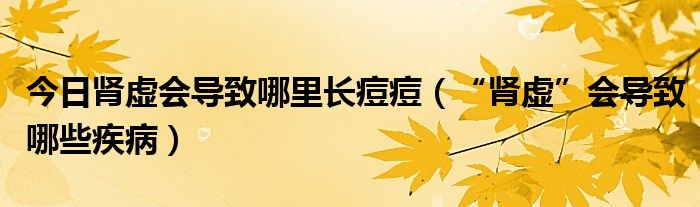 今日肾虚会导致哪里长痘痘(“肾虚”会导致哪些疾病)