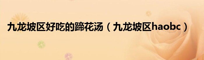 九龙坡区好吃的蹄花汤(九龙坡区haobc)
