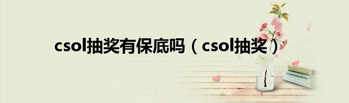 csol抽奖有保底吗(csol抽奖)