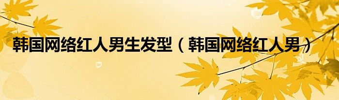 韩国网络红人男生发型(韩国网络红人男)
