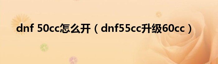 dnf 50cc怎么开(dnf55cc升级60cc)