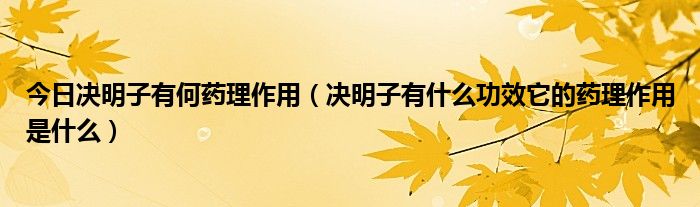 今日决明子有何药理作用(决明子有什么功效它的药理作用是什么)
