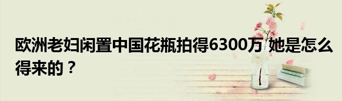 欧洲老妇闲置中国花瓶拍得6300万 她是怎么得来的?