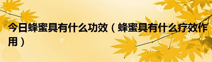 今日蜂蜜具有什么功效(蜂蜜具有什么疗效作用)