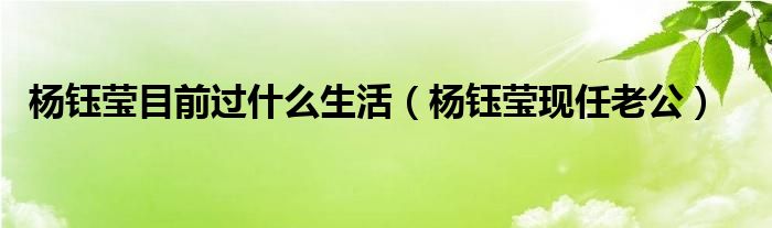 杨钰莹目前过什么生活(杨钰莹现任老公)