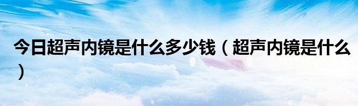 今日超声内镜是什么多少钱(超声内镜是什么)