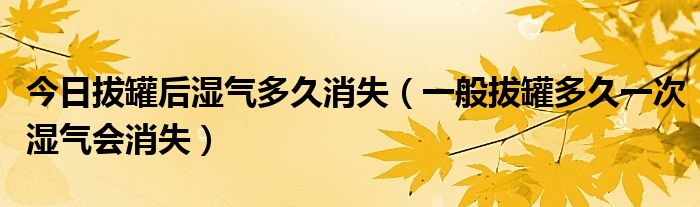 今日拔罐后湿气多久消失(一般拔罐多久一次湿气会消失)