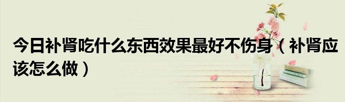 今日补肾吃什么东西效果最好不伤身(补肾应该怎么做)